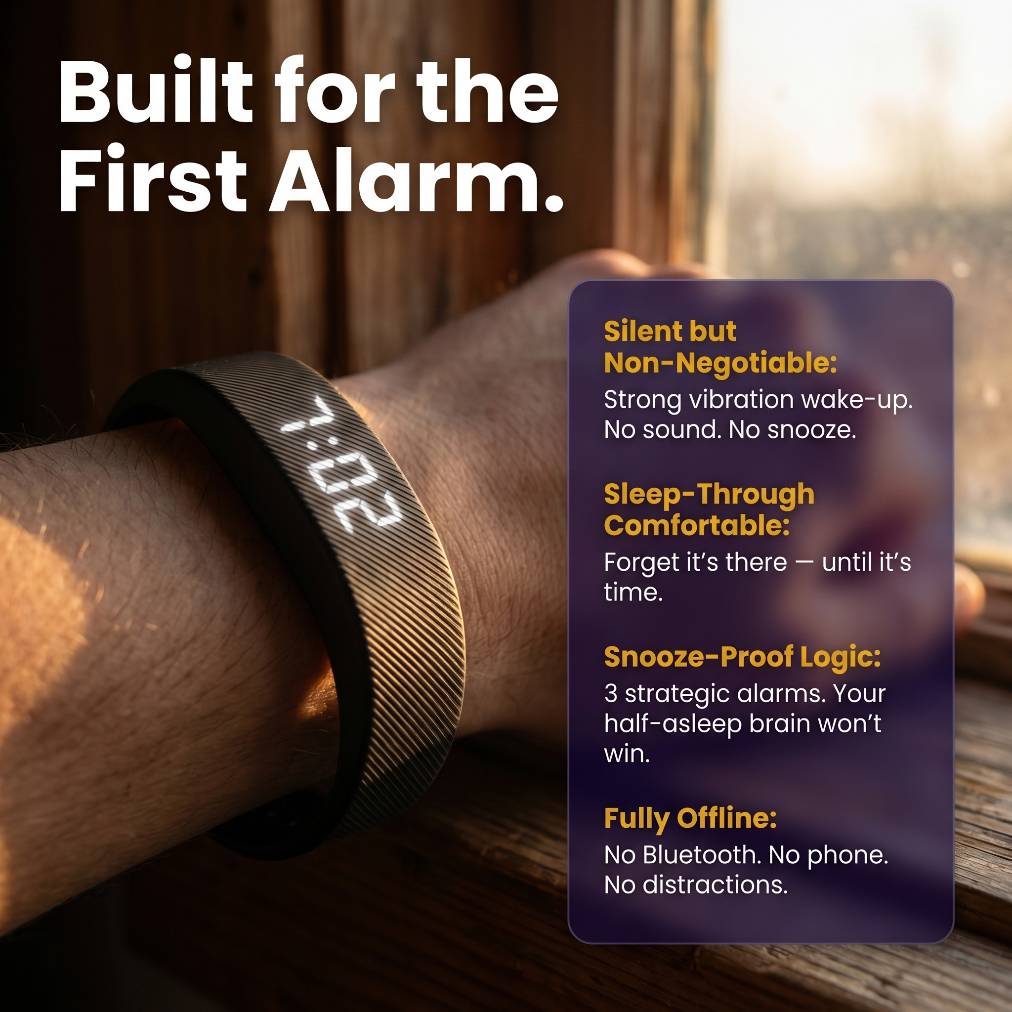 NoSnooze Band - Silent Vibration Alarm
